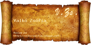 Valkó Zsófia névjegykártya